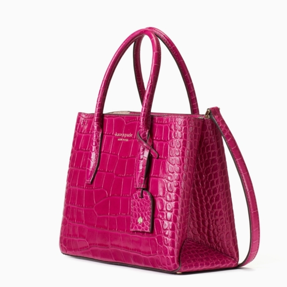 NWT Kate Spade Eva Croco Purse in Cherry Pie Pink - Picture 5 of 11